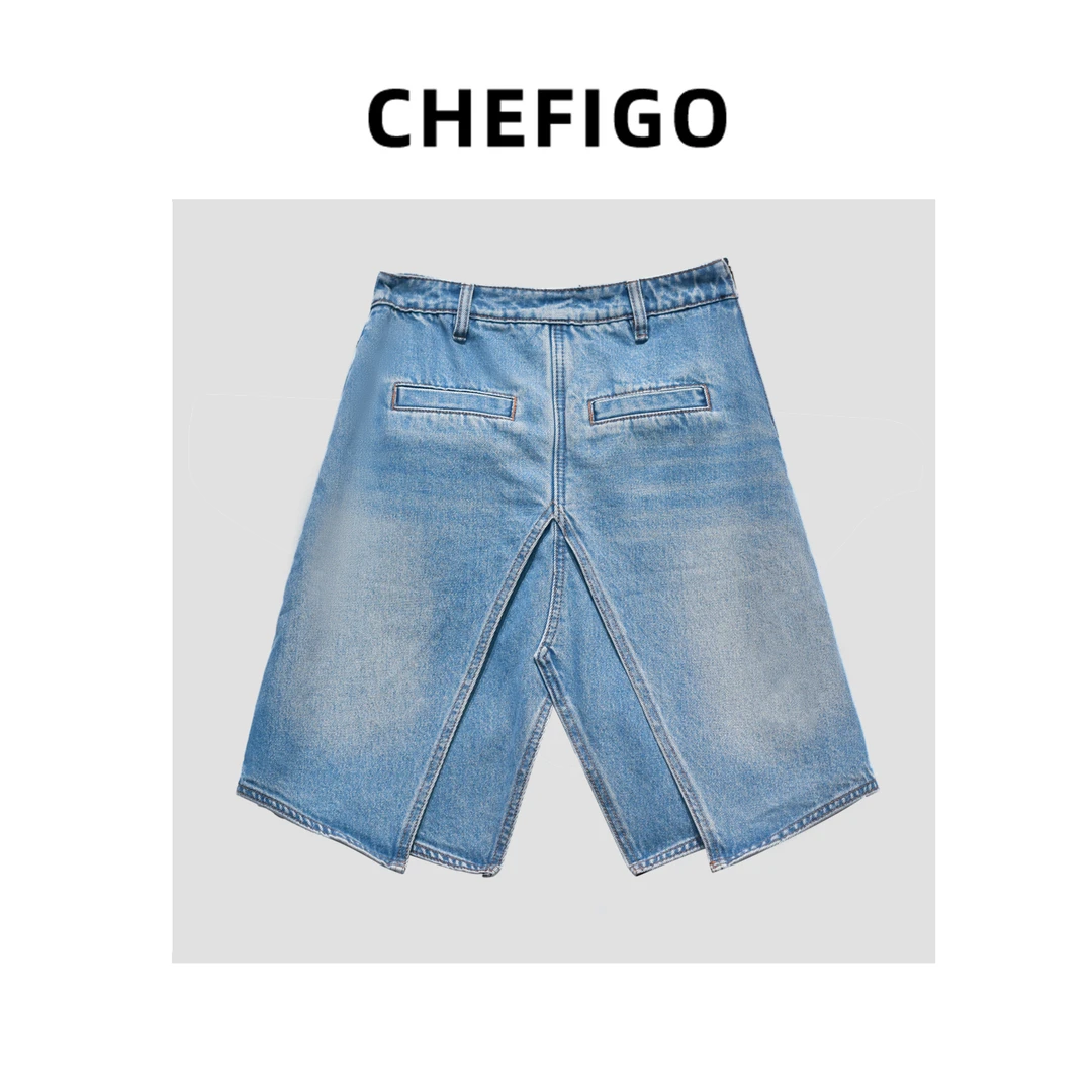 CHEFIGO两面穿双层牛仔短裙