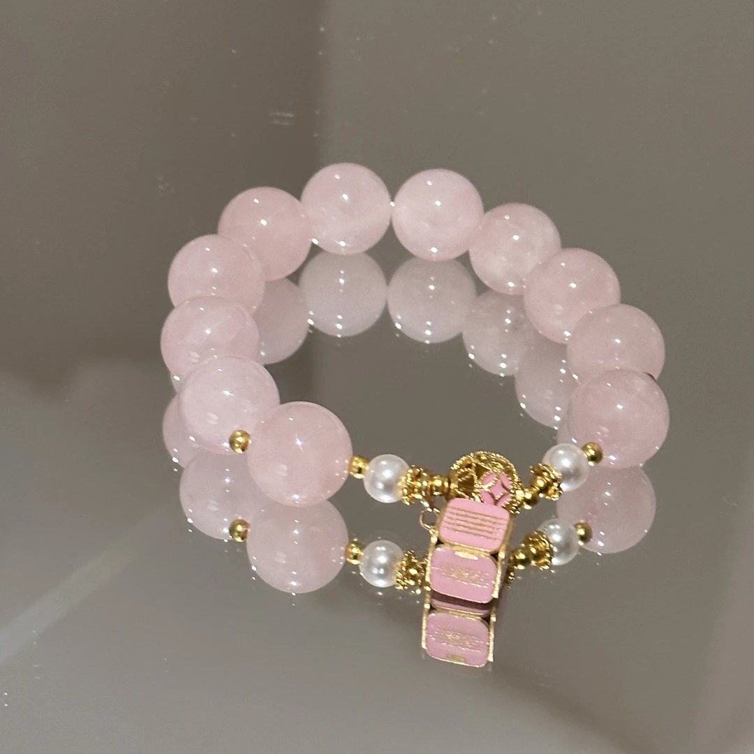 SG1799-粉水晶敦煌风滴釉合金施华洛手串均有瑕多样发