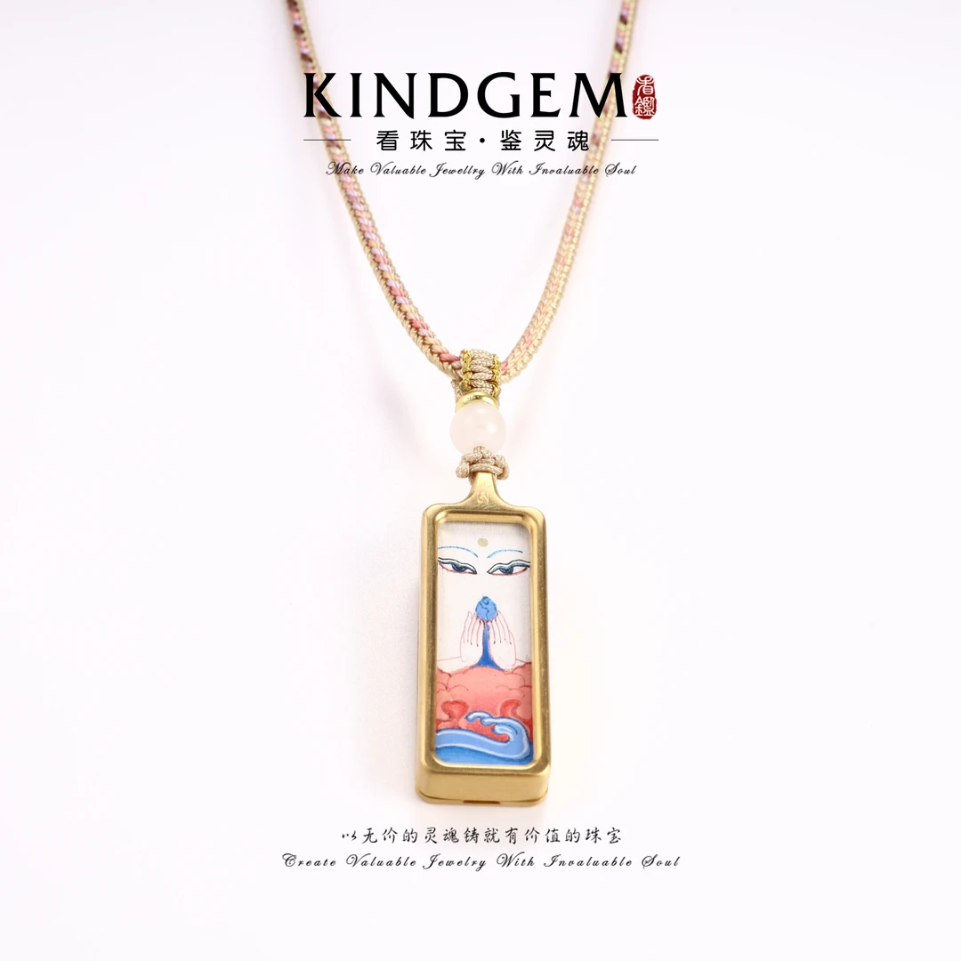 非金属涤纶项链 唐卡-四臂观音-双面民族手绘项链（62cm）C-32745