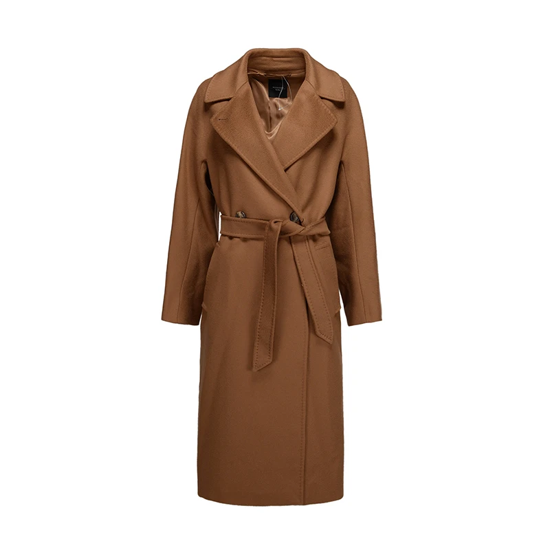 MaxMara【国现 专柜12800】女士系带中长款大衣 Resina 044