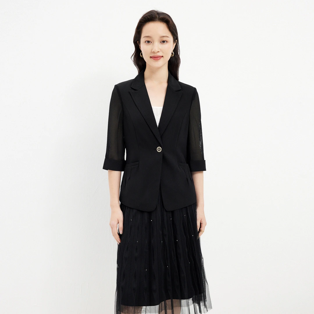 【KK专属】夏季薄款气质简约镂空袖设计职业通勤小西服上衣女KA01