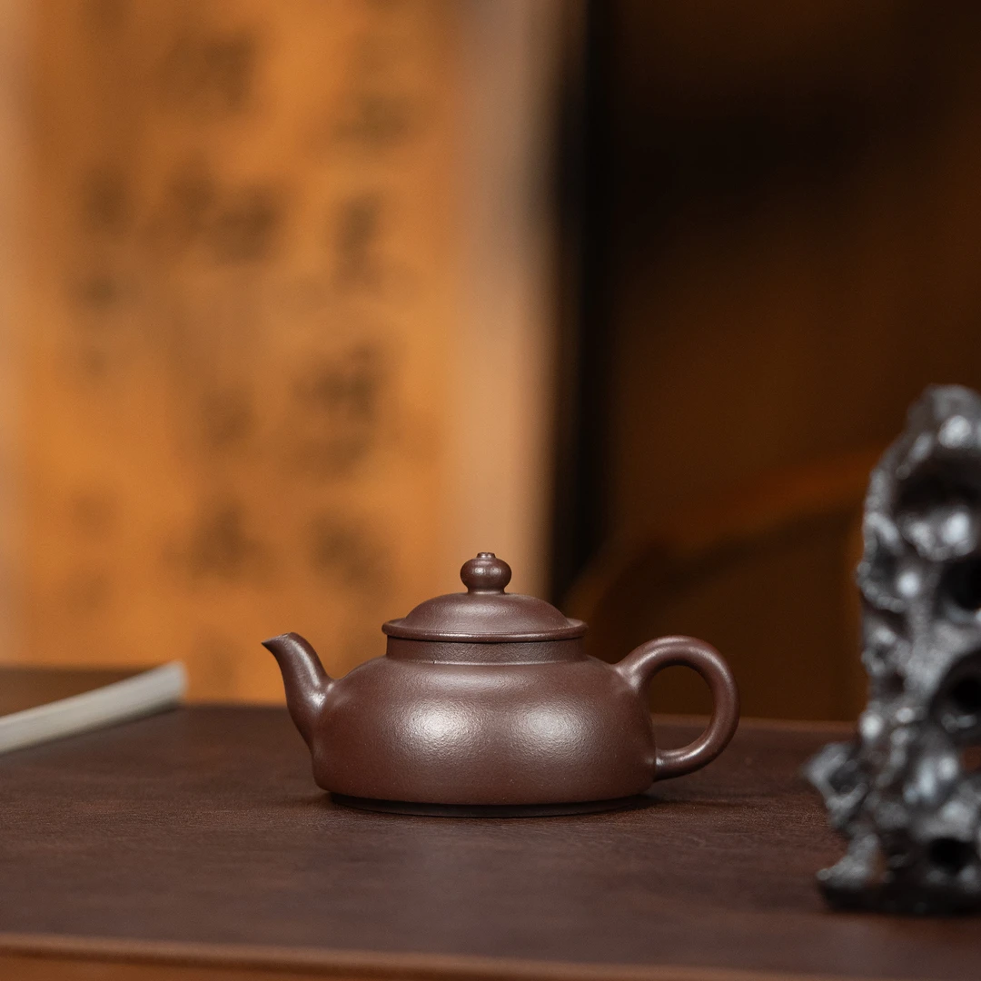 【利贞丨渔舟唱晚笠帽】原矿宝山青柴烧 潘伯民手工制200cc 紫砂壶