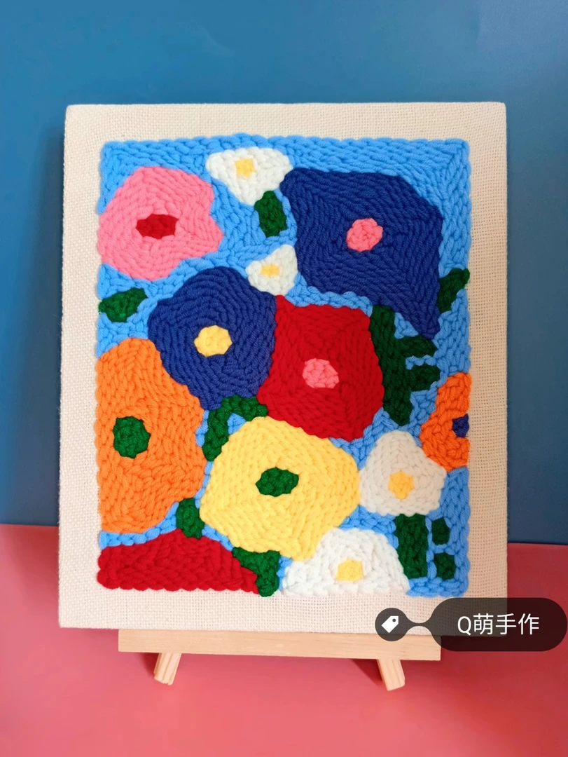 俄罗斯戳戳绣材料包定制成品居家艺术摆件向日葵花朵礼物抽象作品