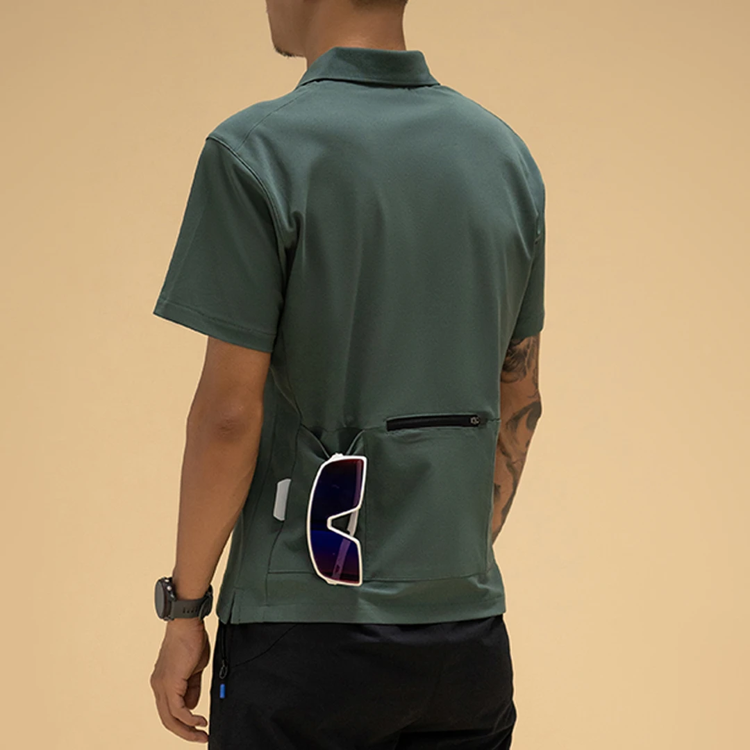 GIIKOM拉链3口袋polo衫防晒速干休闲通勤骑行T恤