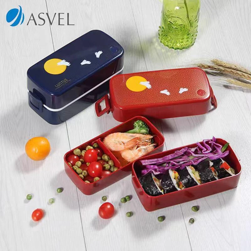日本ASVEL饭盒便当盒日式女可微波炉加热上班族便携减脂轻食双层