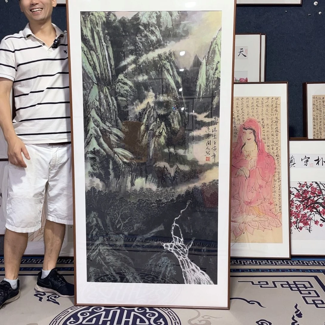 国画手绘作品带框80/160