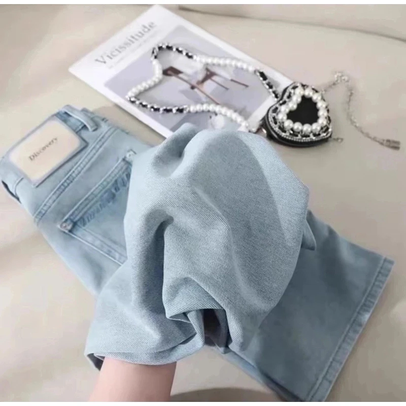 夏季薄款冰凉裤刺绣高腰阔腿牛仔裤女新款宽松显瘦直筒女裤