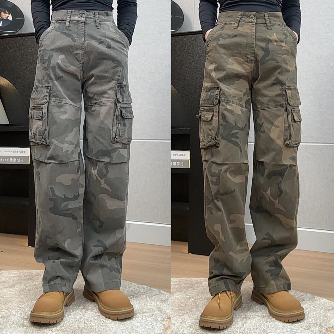 男士潮流经典复古迷彩多口袋休闲垂感显高工装裤