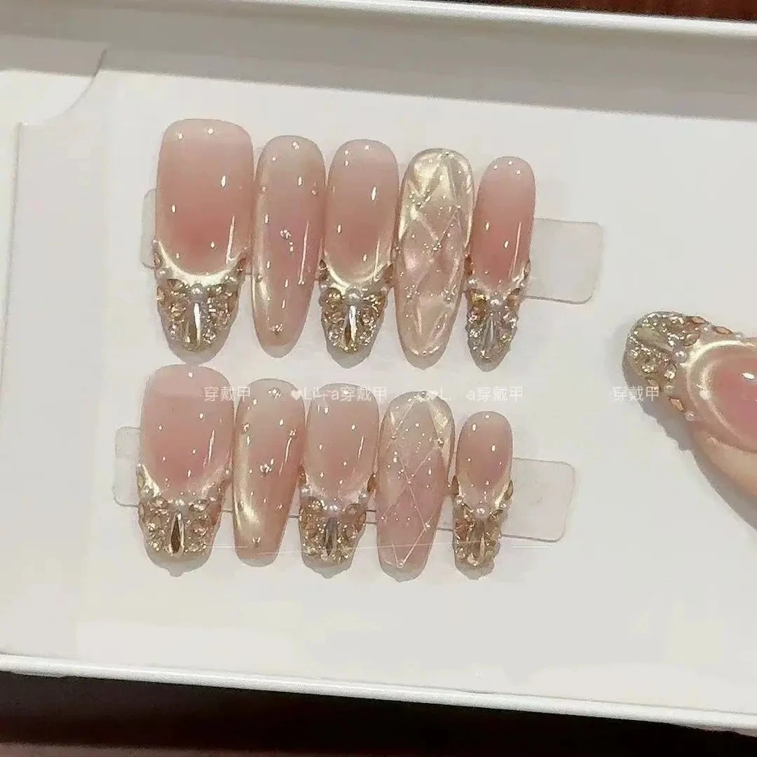 【金箔香奈】高品质穿戴甲腮红微笑光疗猫眼立体可拆卸美甲