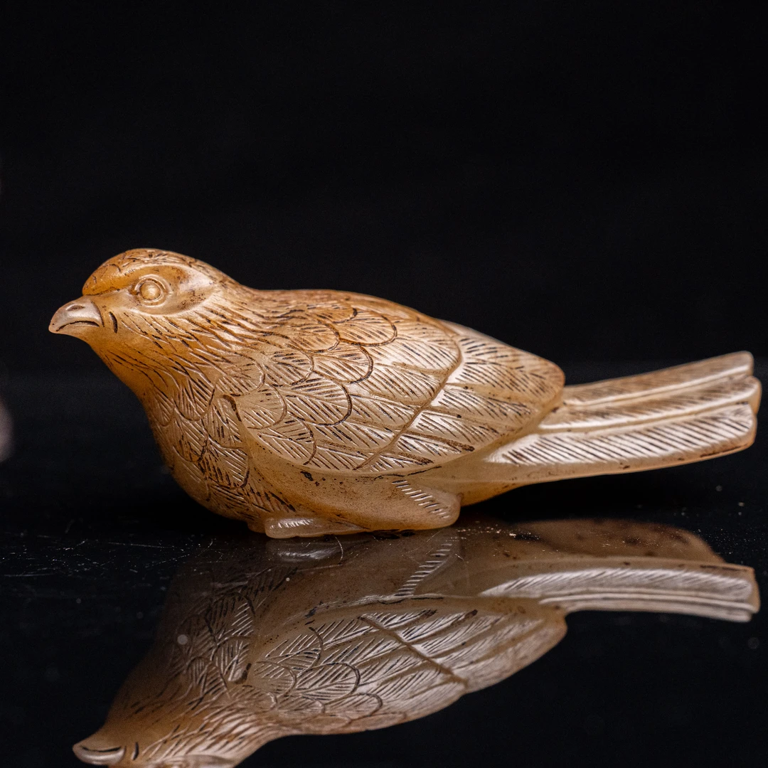 清代和田玉喜鹊摆件