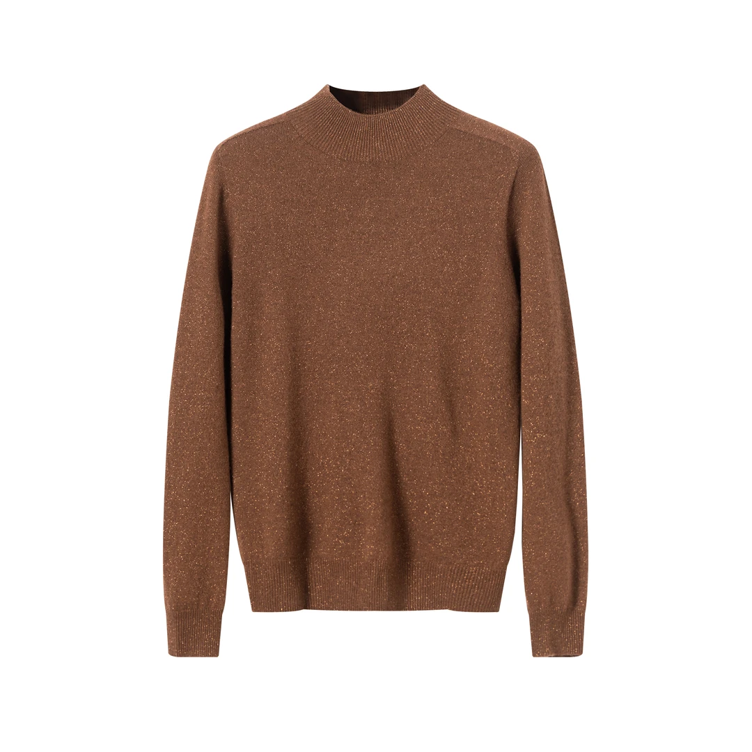 2025新款秋冬女士百搭小高领休闲金丝款针织毛衣23A7261