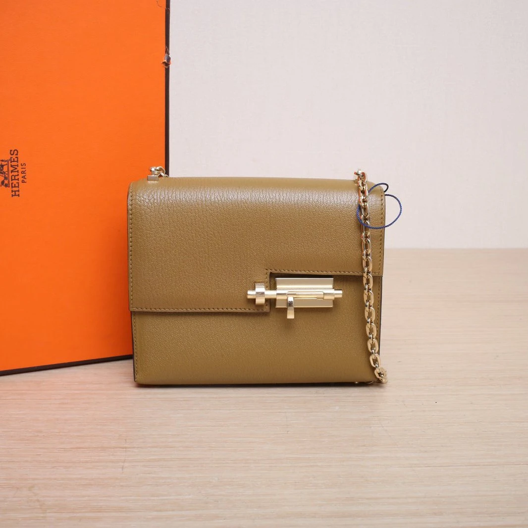 99新 Hermes/爱马仕 【双双活动】手枪包 Mini 17 2H牛皮纸色 D刻