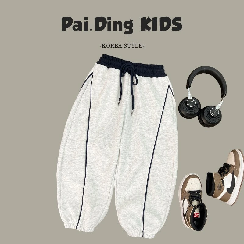 【现货】25春装儿童撞色线条休闲百搭日常束脚裤SJ5051