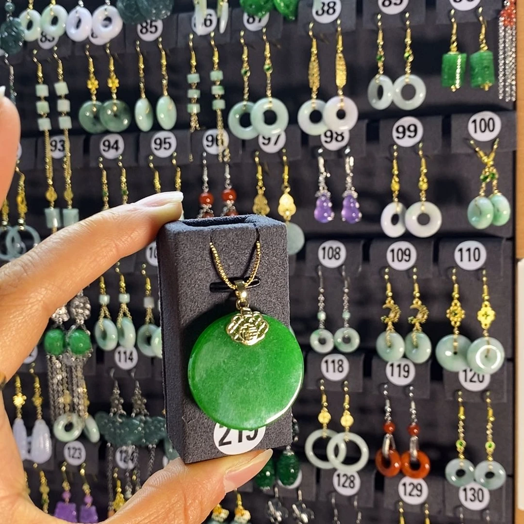 银S925镶嵌翡翠耳饰219