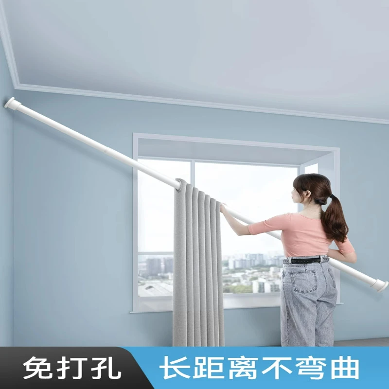 抖多多伸缩杆窗帘挂杆子单一整免打孔安装罗马杆晾衣架收缩支撑杆