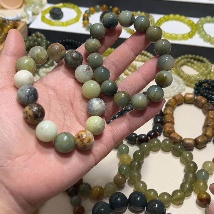 蛇纹石玉未镶嵌手链卡14微瑕