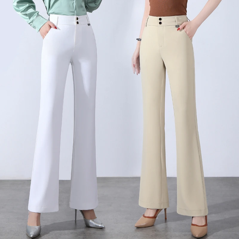 女士微喇叭裤西装裤女2025春季新款高腰显瘦女裤子气质微喇休闲裤