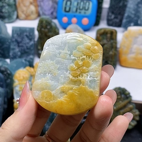 爱***松未镶嵌定制翡翠山水