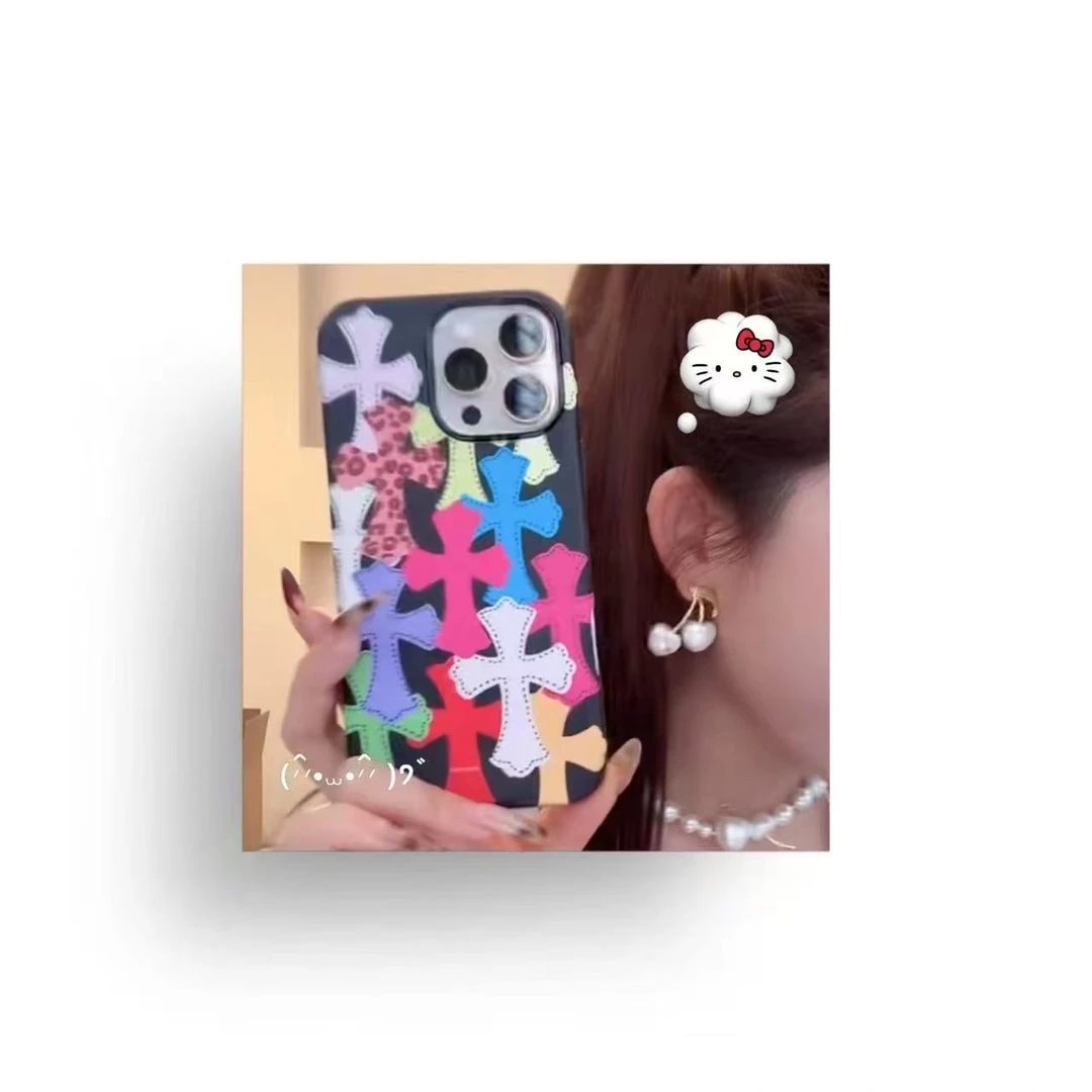 克罗心十字架磨砂菲林二合一手机壳适用苹果华为/vivo/opo小米