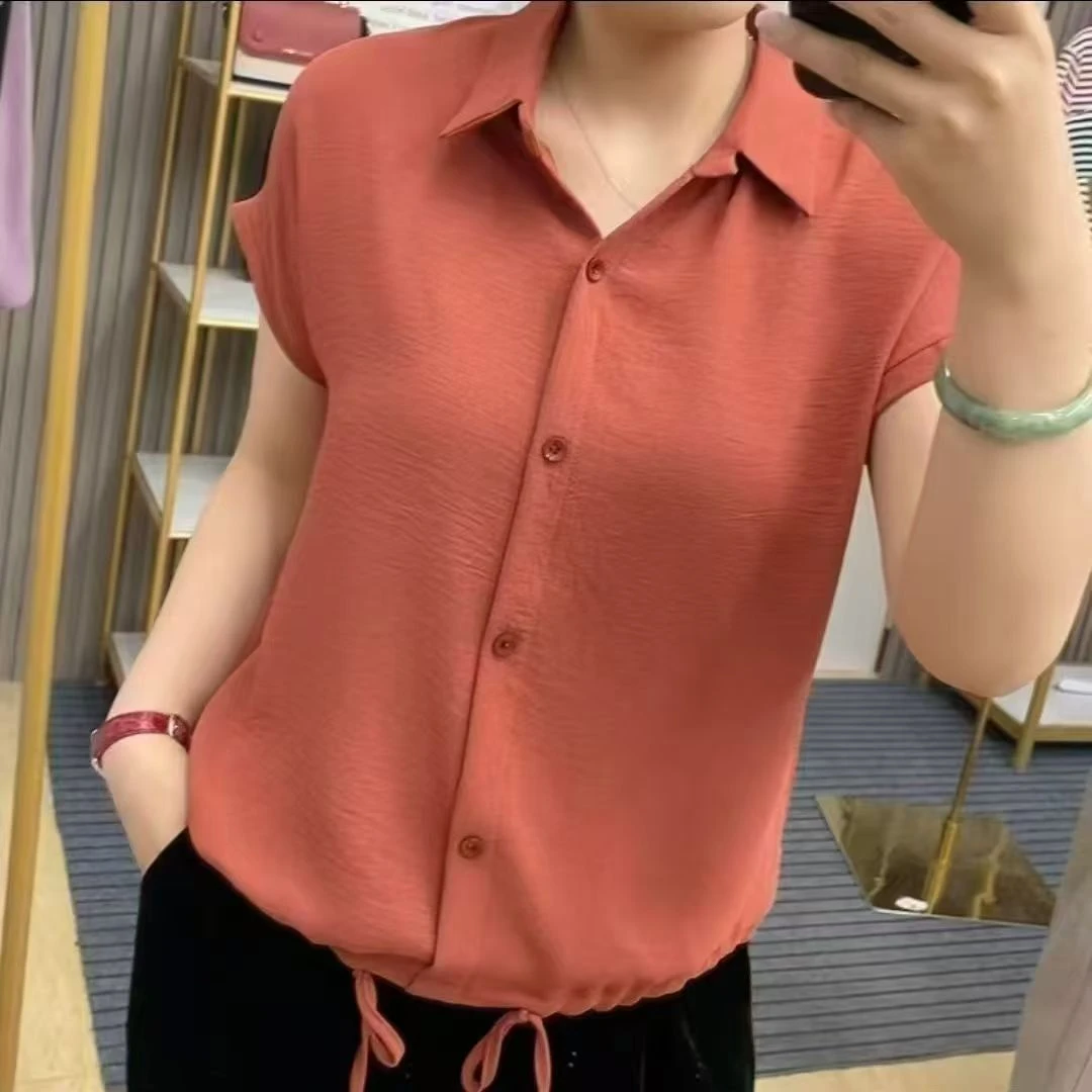 新款短袖225夏季新中式肚休闲开衫色衬衫上衣女含