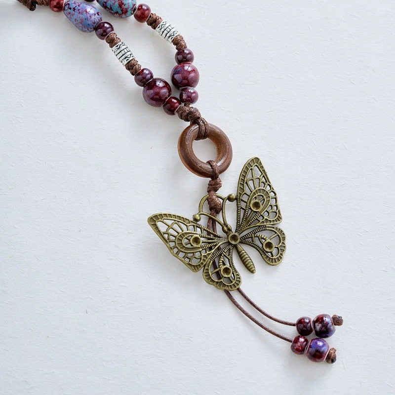 ZOZ糕冷圆脸[贵妃蝶]新中式蝴蝶项链民族风复古挂件搭裙子饰品