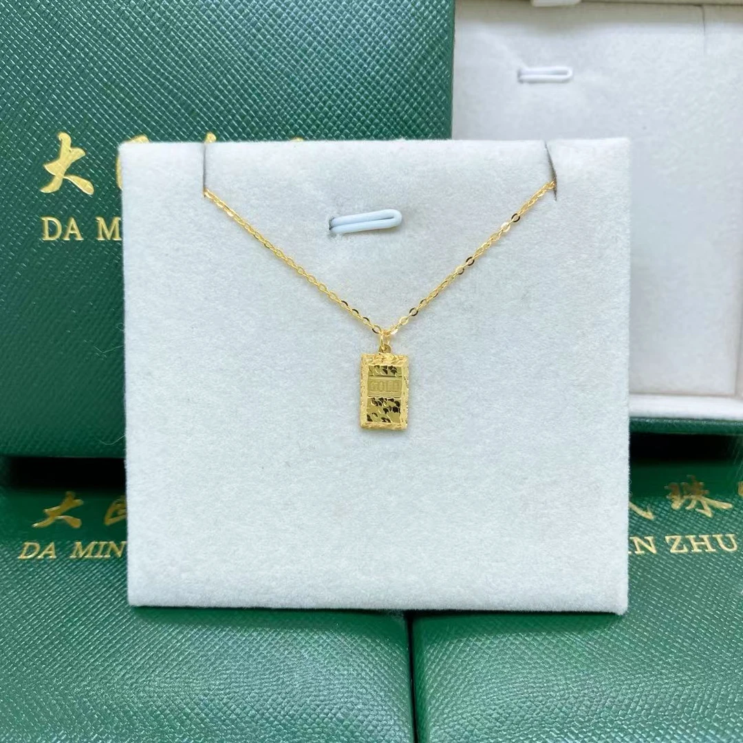 #7459漂亮18K金Au750暴富小金条精品套链 时尚坠