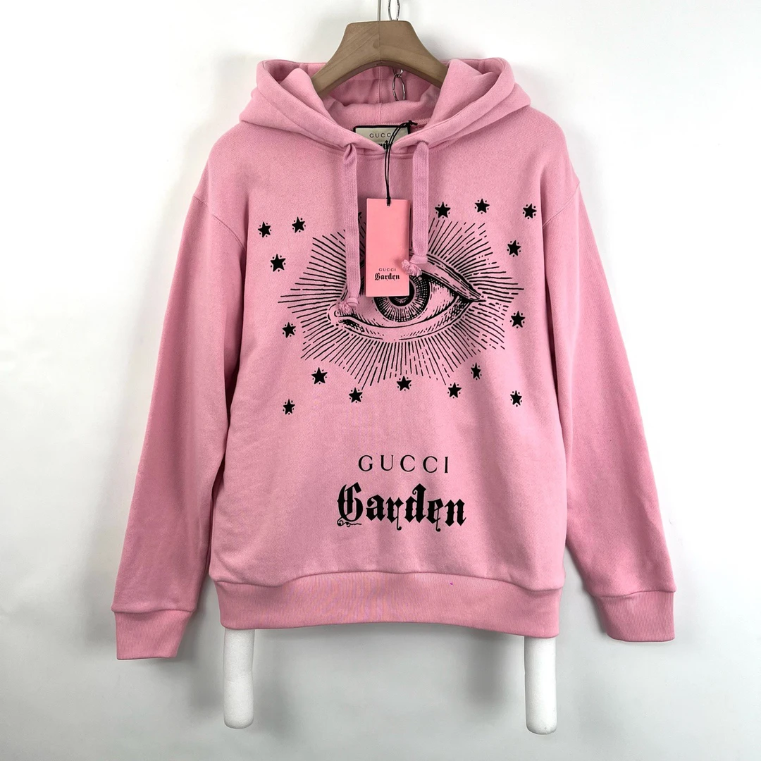 未使用 GUCCI/古驰 xs码/佛罗伦萨限量款粉色大眼睛卫衣/0275