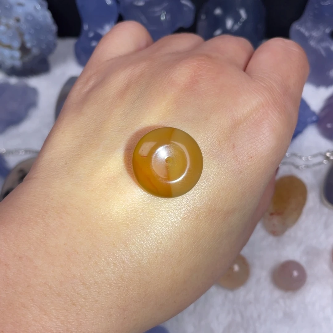 玛瑙/玉髓未镶嵌颈饰蓝玛瑙平安扣