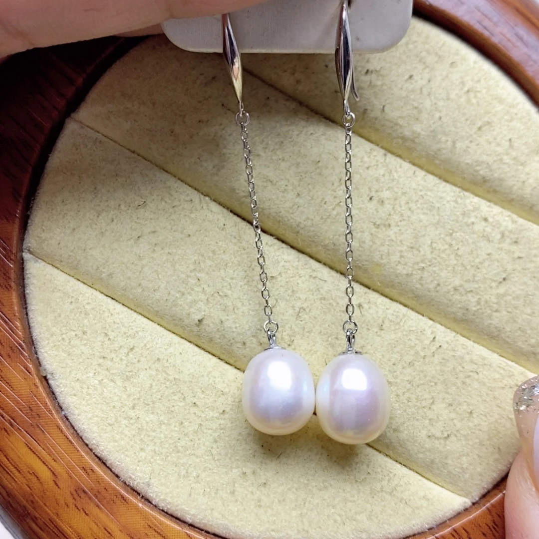 银S925镶嵌淡水珍珠耳饰