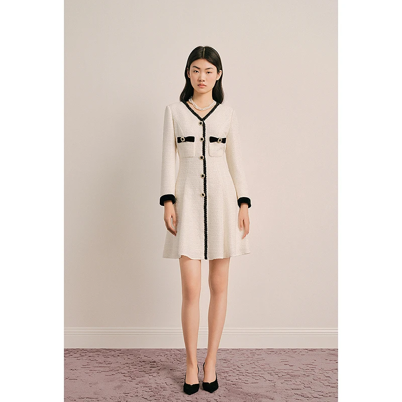 OBBLIGATO奥丽嘉朵专选2025早春编织小香风连衣裙1C65105180