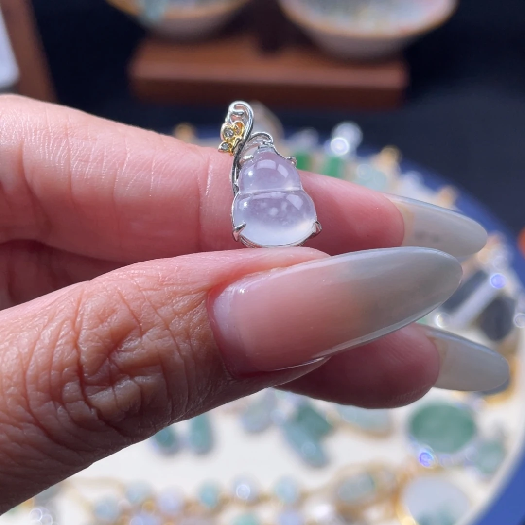 翡翠银S925镶嵌项链吊坠