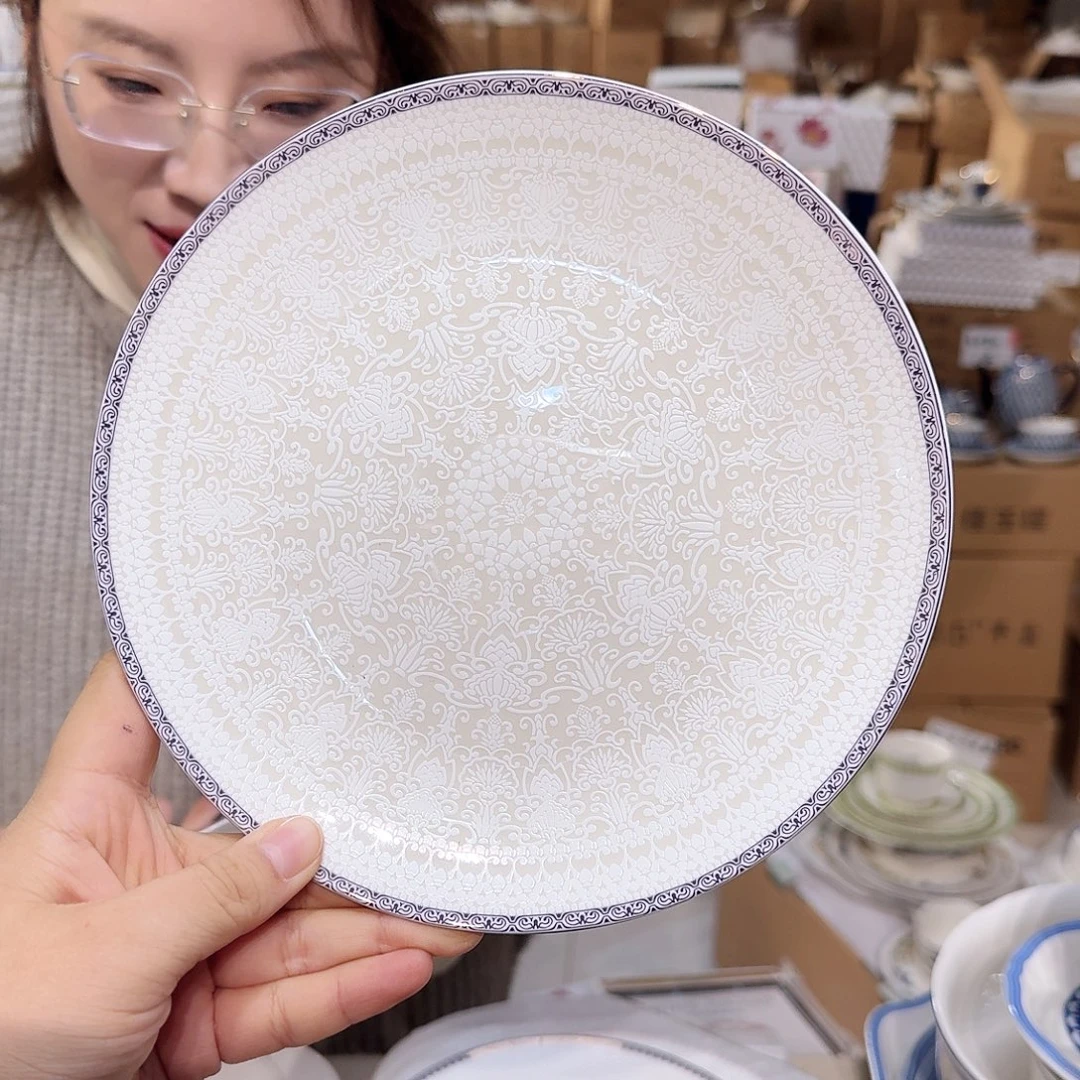 骨瓷高骨瓷8英寸月光盘20cm一个外贸骨瓷