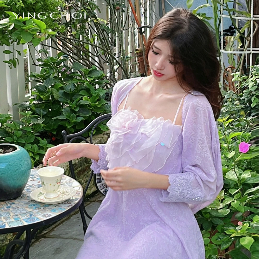 【高高甄选】YIGNCHOI 两色绵羊毛蕾丝吊带连衣裙 YCKSD32406D