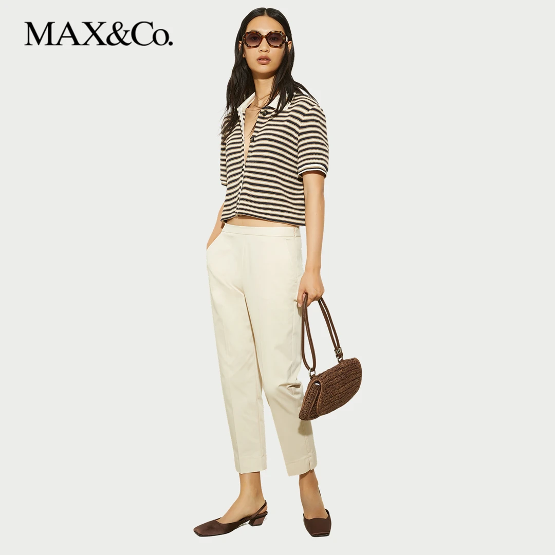 【季末惠享】MAX&Co.2025春夏华达呢修身直筒长裤6131085402