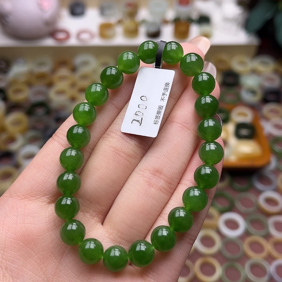 和田玉未镶嵌戒指卡8冰底辣绿