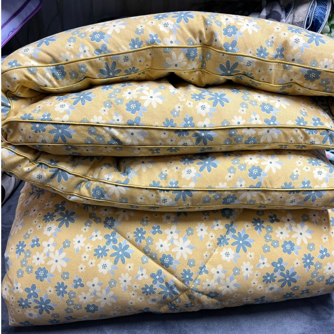 黄色小碎花双人立体加厚冬被200*230cm