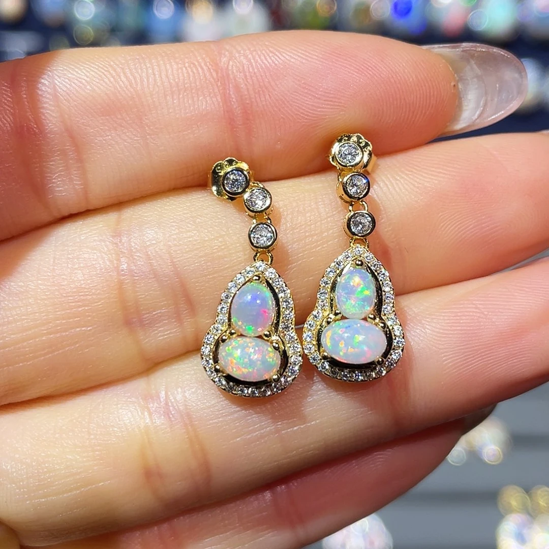 欧泊银S925镶嵌耳饰