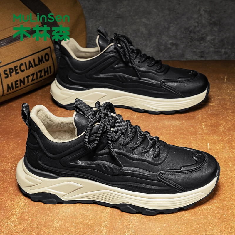 木林森男鞋秋冬季鞋子老爹鞋男士秋季复古港风高级感流行防水超火