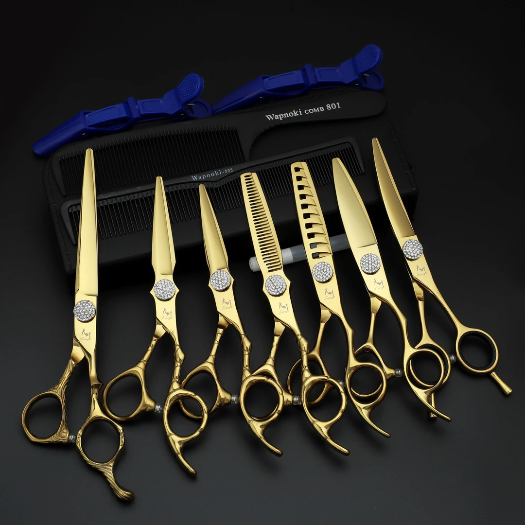 金色满天星带满钻美发剪刀高级发型师专业