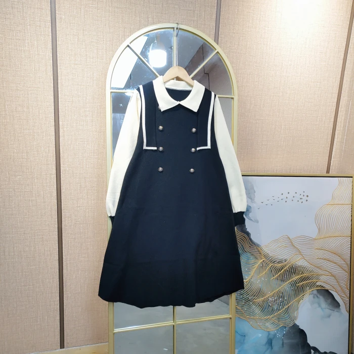 AE985孕妇黑色针织连衣裙