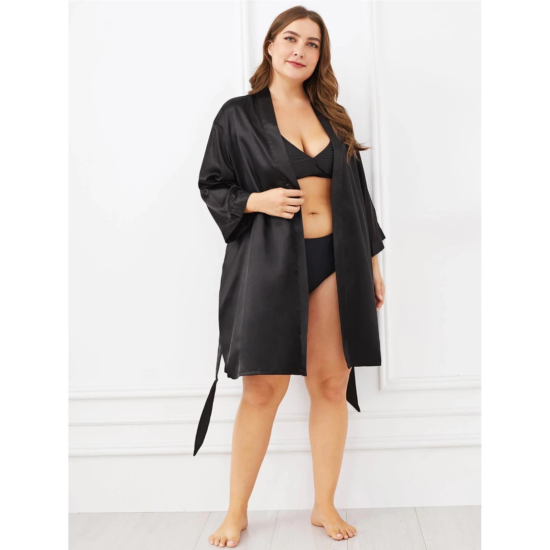 中长款长袖休闲家居服春夏大码胖mm情趣内衣睡袍性感睡衣睡裙浴袍