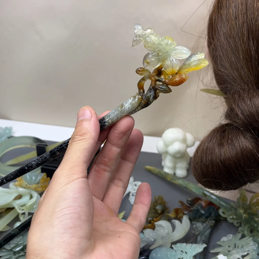 蛇纹石玉合金发饰