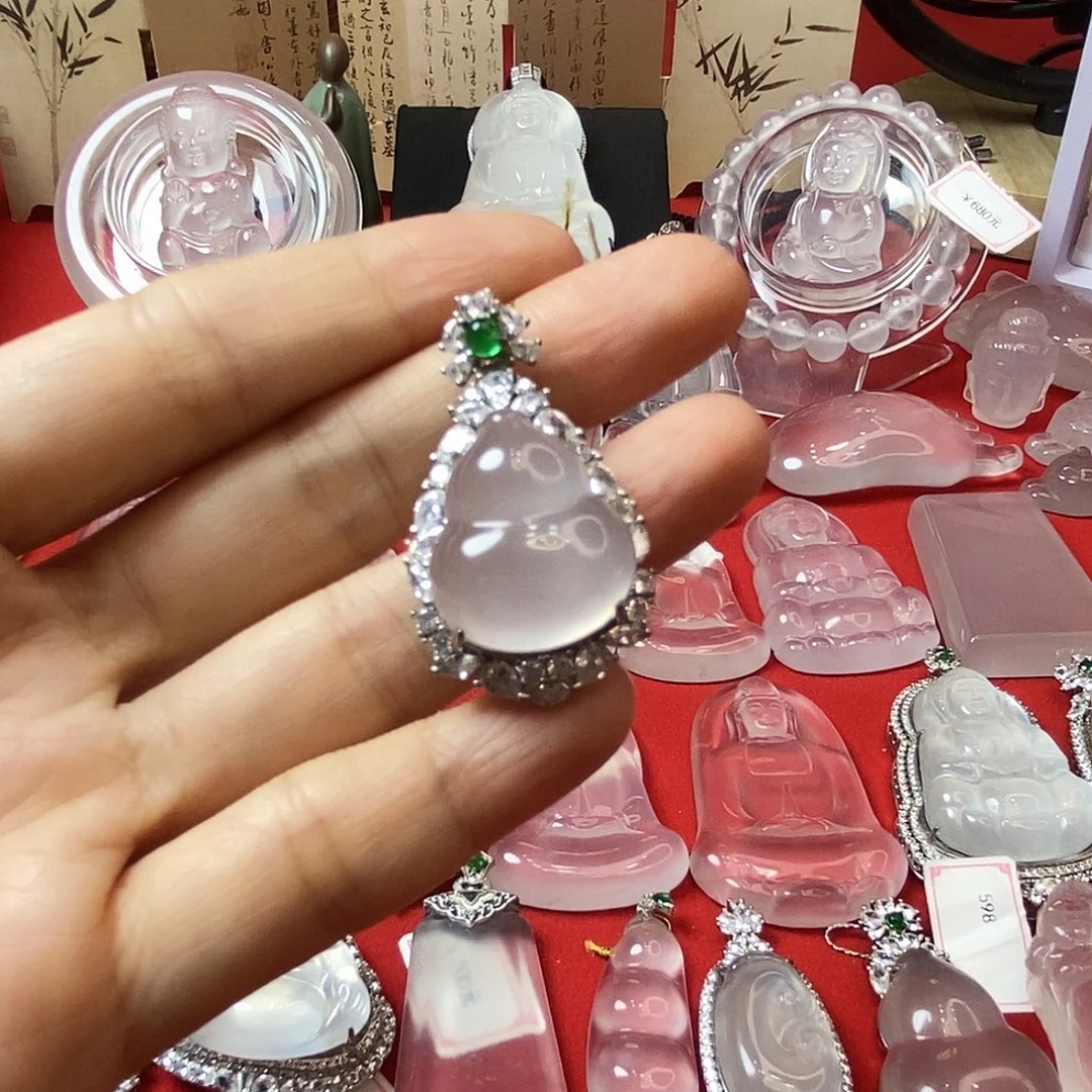 吊坠(赠链)银S925镶嵌石英质玉