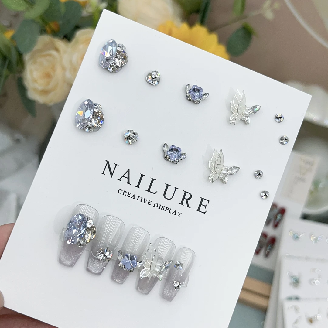 【薰衣草】美甲饰品材料包超闪K9异形钻成品堆堆钻球指甲组合钻包