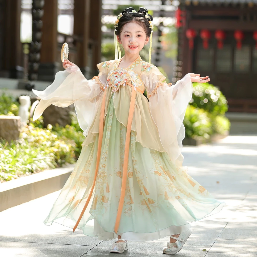 女童汉服秋装2025新款儿童中国风超仙古装唐装小女孩连衣裙中秋节