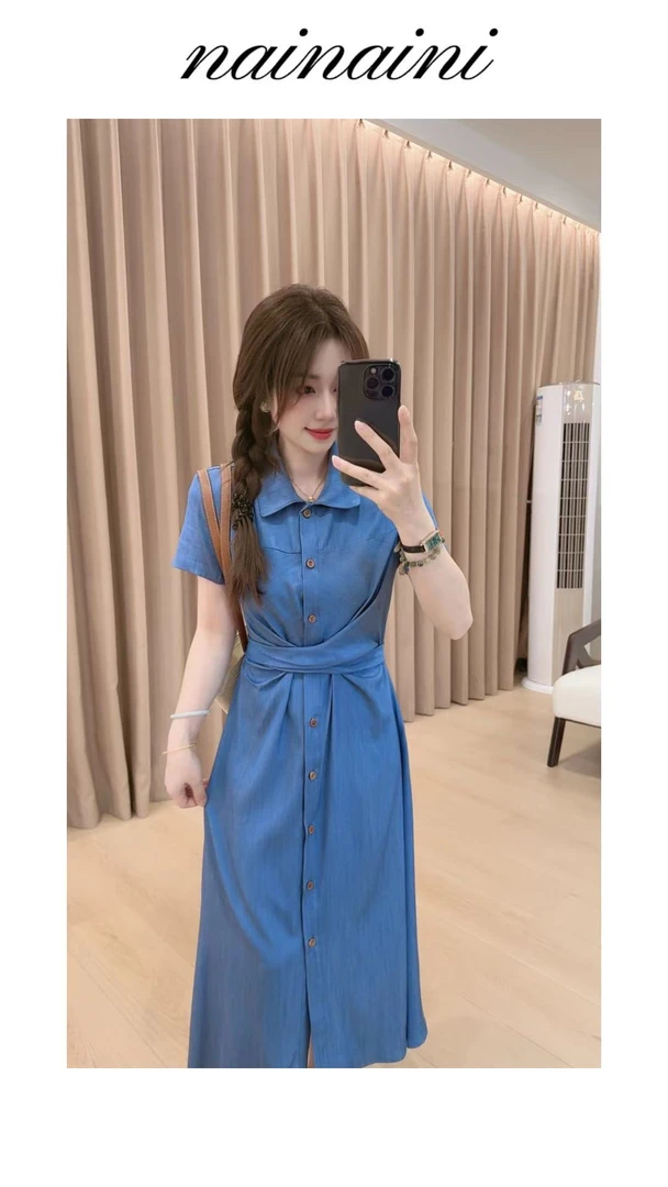 奈奈妮【椰海柔风】连衣裙女2025夏季新款气质显瘦收腰6721