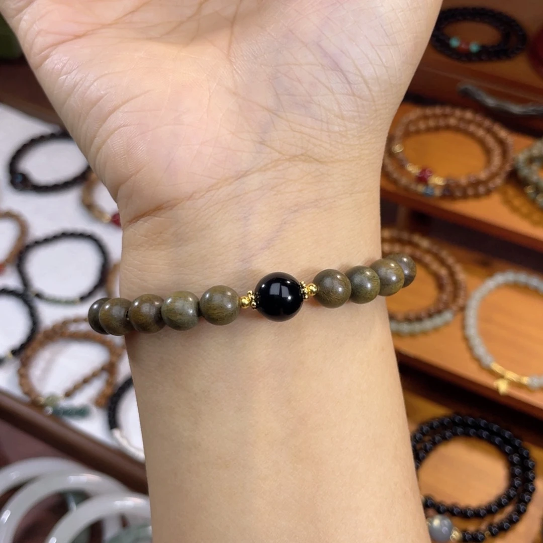 非洲檀香无事牌绿檀手串