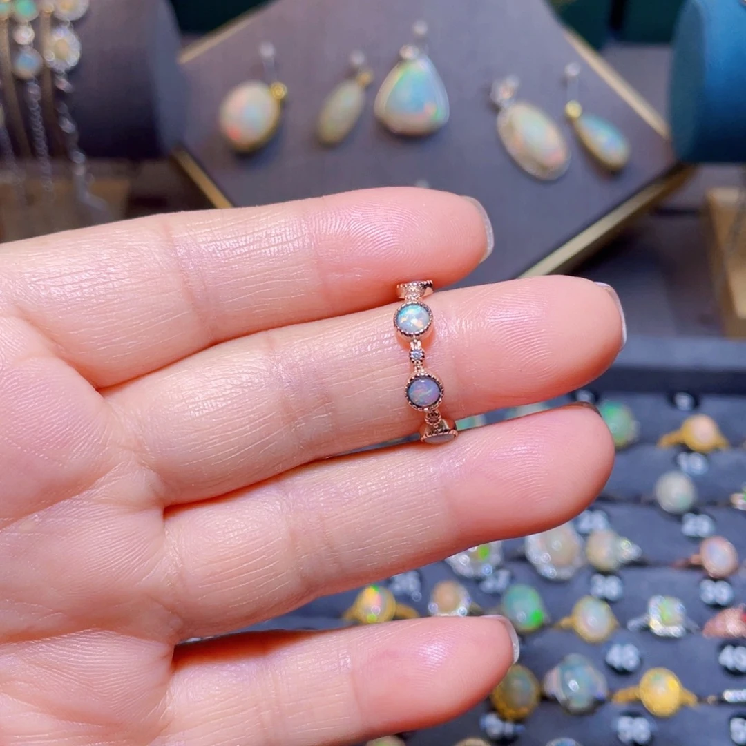 欧泊戒指〉银S925镶嵌会****鱼