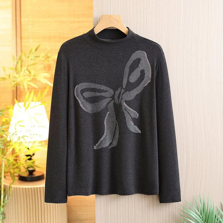 2025秋冬年时尚百搭复古印花长袖T恤