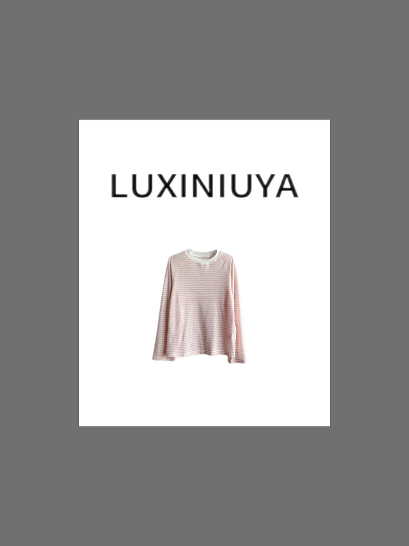 【LUXINIUYA】条纹衬衣  春夏 莱赛尔羊毛条纹长袖T恤 #CX3021